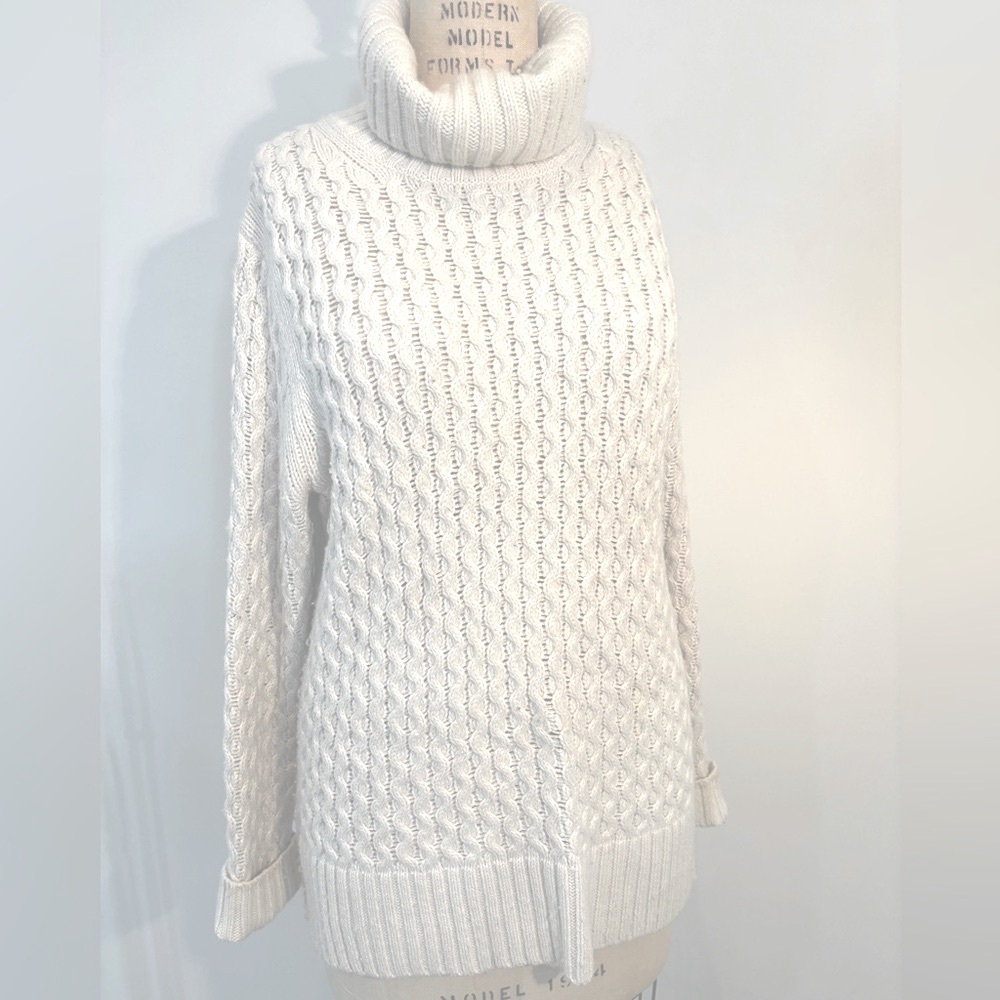 J. Crew Cable Knit Turtle Neck - Cream - Medium